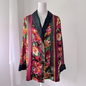 Vintage ‘90s Victoria's Secret Gold Label Multicolored Floral Print Short Robe